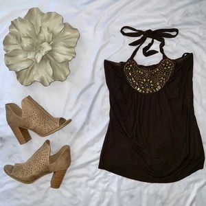 IZ Byer Beaded Halter Top